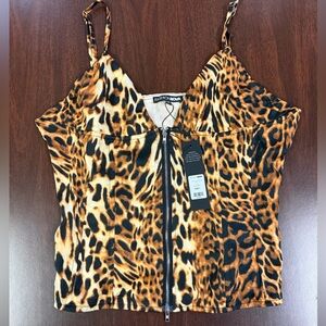 Fashion Nova Leopard Print Women's Corset Boned Top